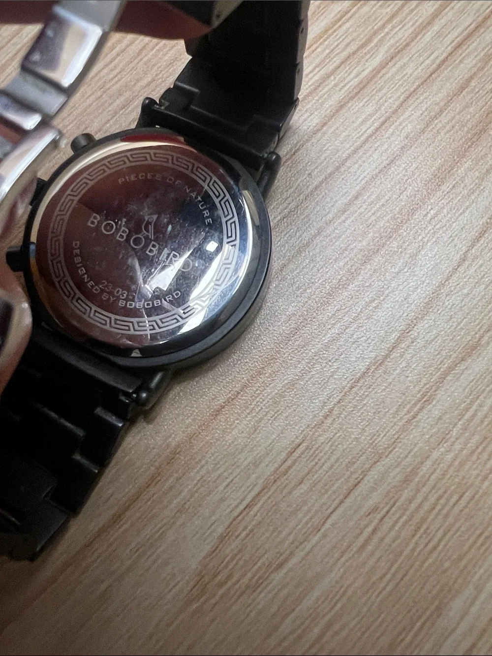 Men's Black Wood-Style Chronograph Bracelet Watch